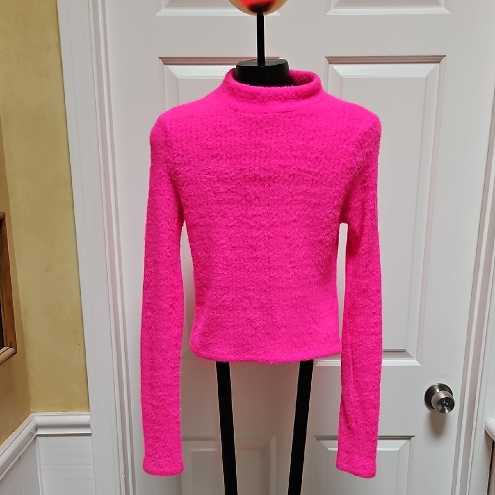 ANTHROPOLOGIE Bright Pink Fuzzy Sweater - M